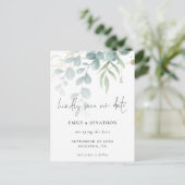 Eucalyptus Powder Blue Gold Script Sla de datum op Uitnodiging Briefkaart (Staand voorkant)