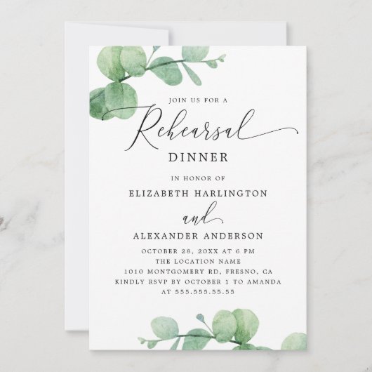 Eucalyptus Probediner. Elegant scripttuin Kaart (Voorkant)