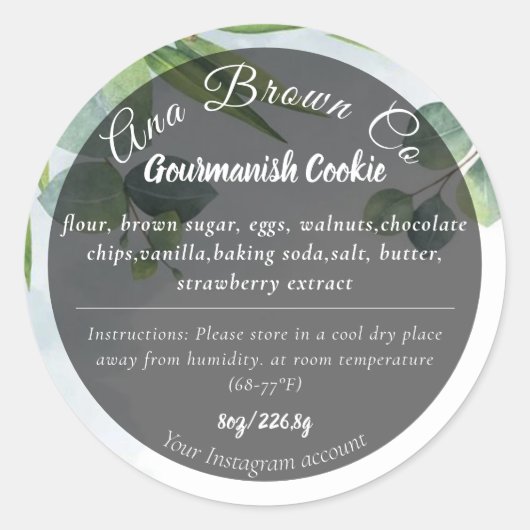 Eucalyptus Productlabel Ronde Sticker (Voorkant)