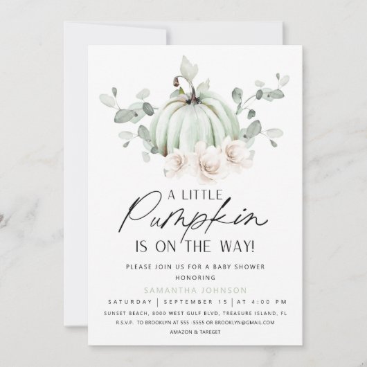 Eucalyptus Pumpkin-Baby shower Uitnodiging (Voorkant)