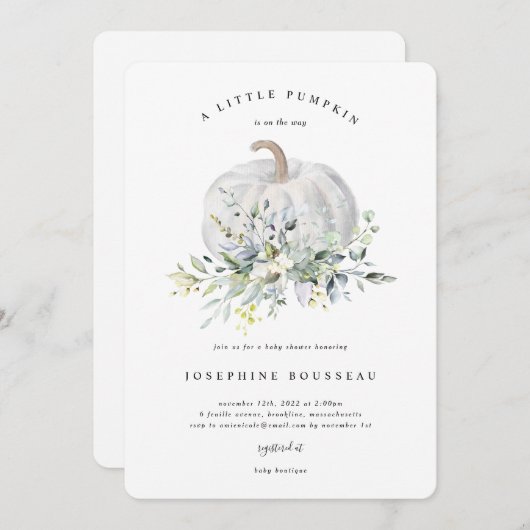 Eucalyptus Pumpkin-Baby shower Uitnodiging (Voorkant / Achterkant)