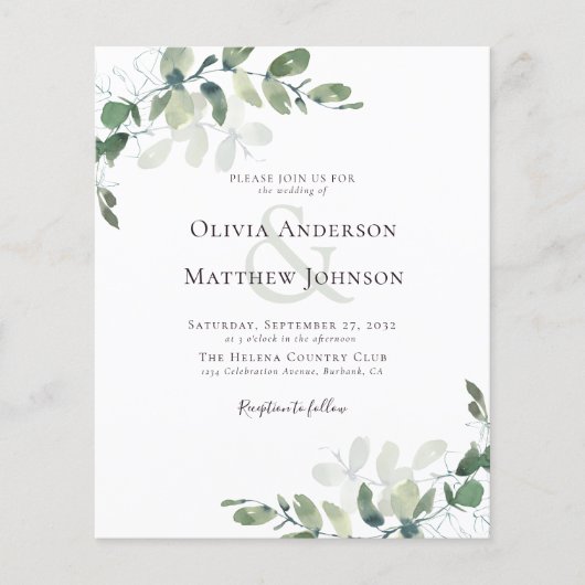 Eucalyptus QR-code Alle in één uitnodiging tot huw (Voorkant)