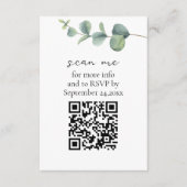 Eucalyptus QR Code Bruiloft RSVP Informatiekaartje (Voorkant)