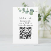 Eucalyptus QR Code Bruiloft RSVP Informatiekaartje (Staand voorkant)