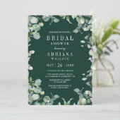 Eucalyptus QR Code Emerald Green Bridal Shower Kaart (Staand voorkant)