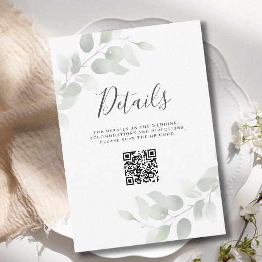 Eucalyptus QR-code huwelijksdetail bijlage kaart