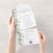 Eucalyptus QR-code in één uitnodiging (Afscheurbaar)