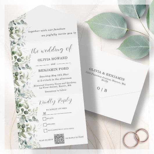 Eucalyptus QR-code in één uitnodiging