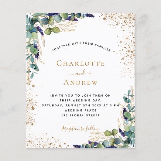 Eucalyptus QR code RSVP budget bruiloft uitnodigin Flyer (Voorkant)