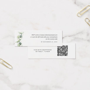 Eucalyptus QR-code RSVP Weddenschap Website Mini Visitekaartjes