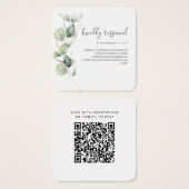 Eucalyptus QR-code RSVP Weddenschap Website Vierkante Visitekaartjes (Voorkant /achterkant)