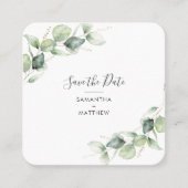 Eucalyptus QR-code Sla de datumkaart op Vierkante Visitekaartje (Voorkant)