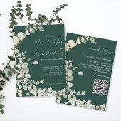 Eucalyptus QR Code Smaragd Groene Bruiloft Kaart