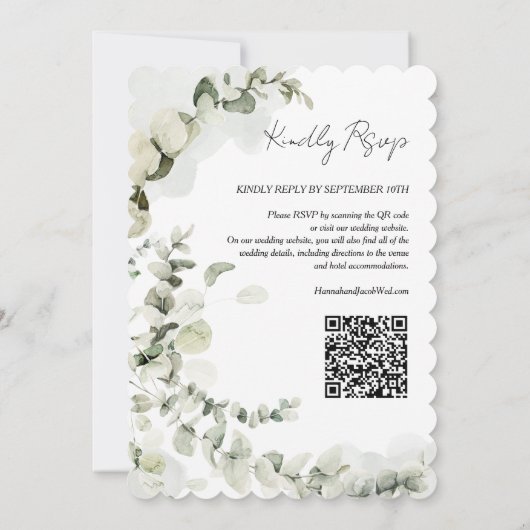 Eucalyptus QR Code Weddenschap Kaart (Achterkant)