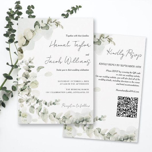 Eucalyptus QR Code Weddenschap Kaart
