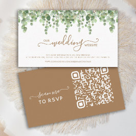 Eucalyptus QR Code Weddenschap Website RSVP Card Visitekaartje