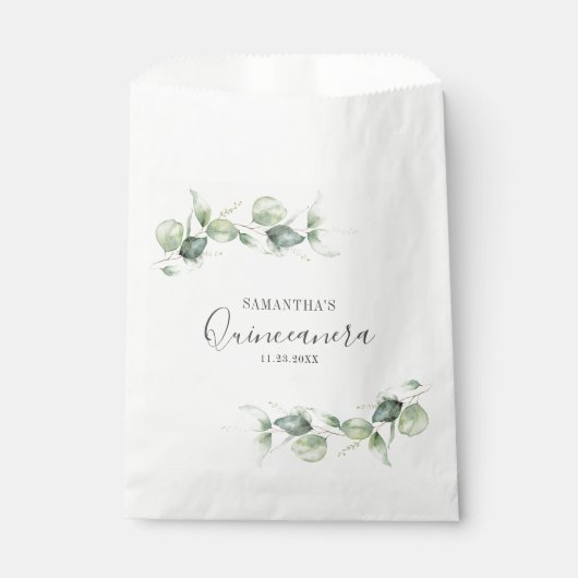 Eucalyptus Quinceanera 15e verjaardag Bedankzakje (Voorkant)