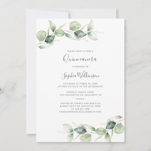 Eucalyptus Quinceanera 15e verjaardag Griekenland Kaart (Voorkant)