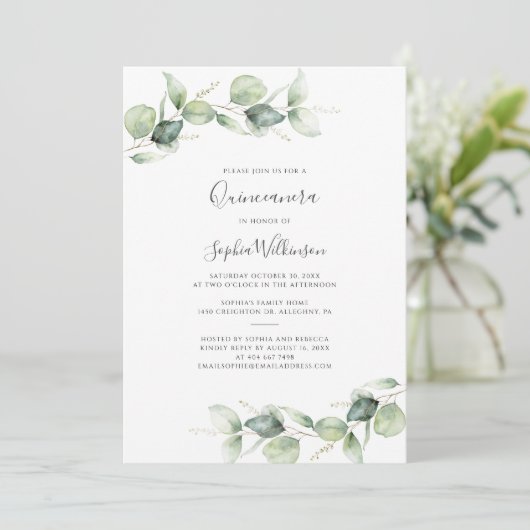 Eucalyptus Quinceanera 15e verjaardag Griekenland Kaart (Staand voorkant)