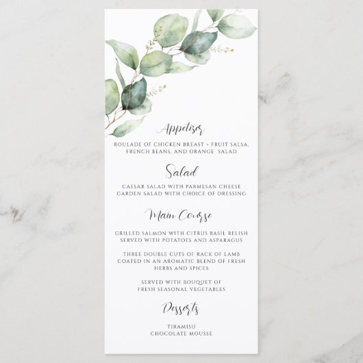 Eucalyptus Quinceanera 15e verjaardag Party Foto Menu (Voorkant)