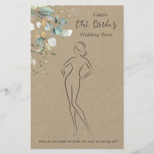 Eucalyptus Raad De Jurk Bruidsfeest Spel Briefpapier (Voorkant)