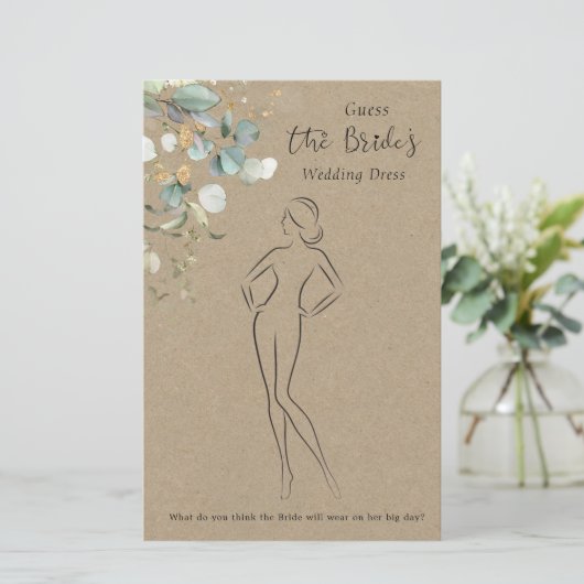 Eucalyptus Raad De Jurk Bruidsfeest Spel Briefpapier (Staand voorkant)