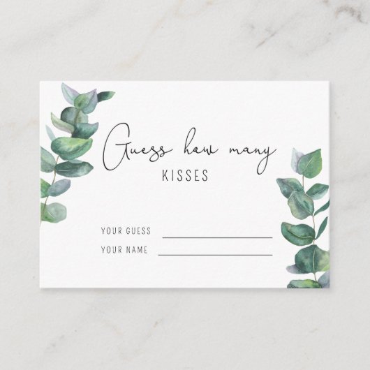 Eucalyptus - Raad eens hoeveel kisses brudal game Informatiekaartje (Voorkant)
