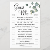 Eucalyptus Raad eens wie Vrijgezellenfeest spelkaa Flyer (Voorkant)