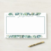 Eucalyptus rand gepersonaliseerd gelinieerd post-it® notes (Op bureau)