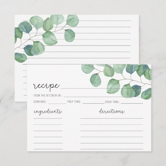 Eucalyptus - Receptkaart (Voorkant / Achterkant)