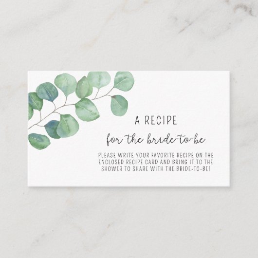 Eucalyptus - Recipe voor de bruid-aan-te zijn Informatiekaartje (Voorkant)