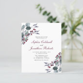 Eucalyptus Red Berries QR Code RSVP Weddenschap Ui (Staand voorkant)