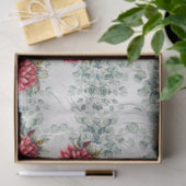 Eucalyptus & Red Flowers on  Faux Foil Decoupage  Tissuepapier (Geschenk)