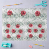 Eucalyptus & Red Flowers on  Faux Foil Decoupage  Tissuepapier (Craft)