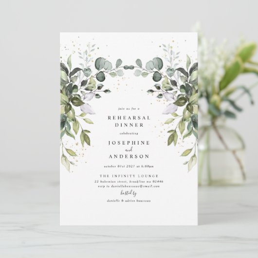 Eucalyptus Rehearsal Dinner Invitation Kaart (Staand voorkant)