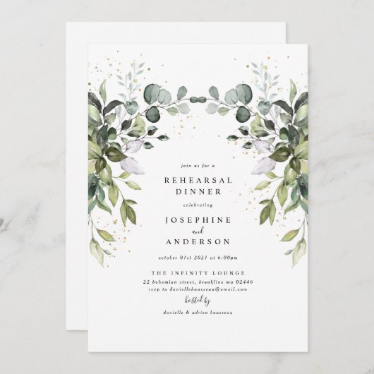 Eucalyptus Rehearsal Dinner Invitation Kaart (Voorkant / Achterkant)