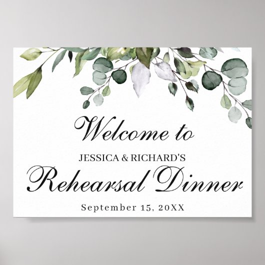 Eucalyptus Rehearsal Dinner Welcome Poster Sign (Voorkant)