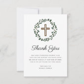 Eucalyptus religieuze kruisbegrafenis bedankkaart (Voorkant)