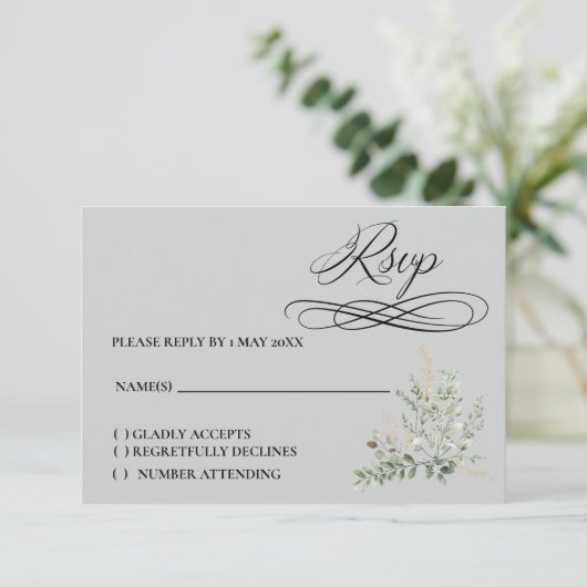 Eucalyptus Response Card RSVP Kaartje (Staand voorkant)