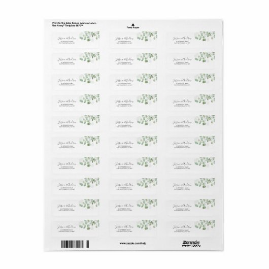 Eucalyptus Return Address Label Foliage Bohemen (Full Sheet)
