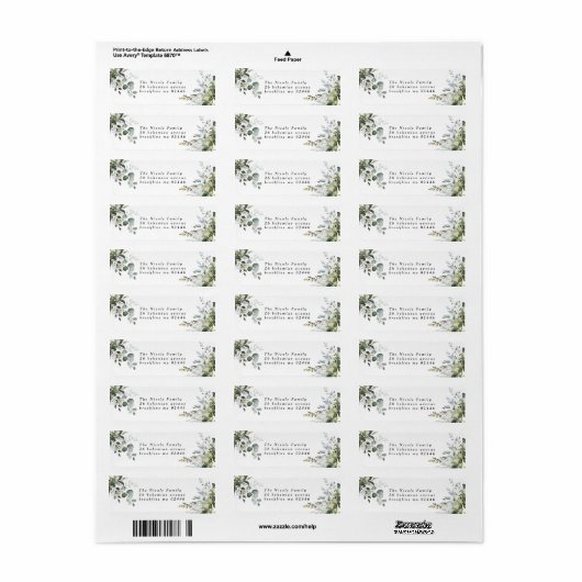 Eucalyptus Return-adreslabels Etiket (Full Sheet)