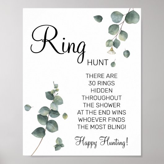 Eucalyptus Ring Ring bruids douche spelbord Poster (Voorkant)