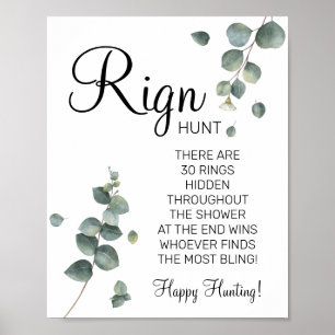 Eucalyptus Ring Ring bruiloftsshower spelbord Poster