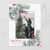 Eucalyptus, rode bessen, 2-fotokerstfeest briefkaart (Voorkant)