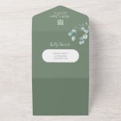 Eucalyptus ronde Lijst Chinees bruiloft All In One Uitnodiging (Buitenkant)