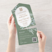 Eucalyptus ronde Lijst Chinees bruiloft All In One Uitnodiging (Afscheurbaar)