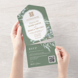 Eucalyptus ronde Lijst Chinees bruiloft All In One Uitnodiging