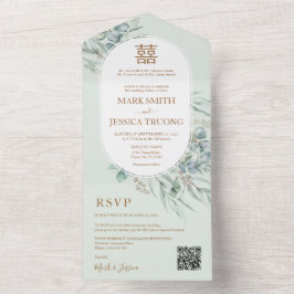 Eucalyptus ronde Lijst Chinees bruiloft All In One Uitnodiging