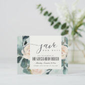 EUCALYPTUS ROOS BLUSH GRAY KRAFT BEWAREN DE DATUM AANKONDIGINGSKAART (Staand voorkant)