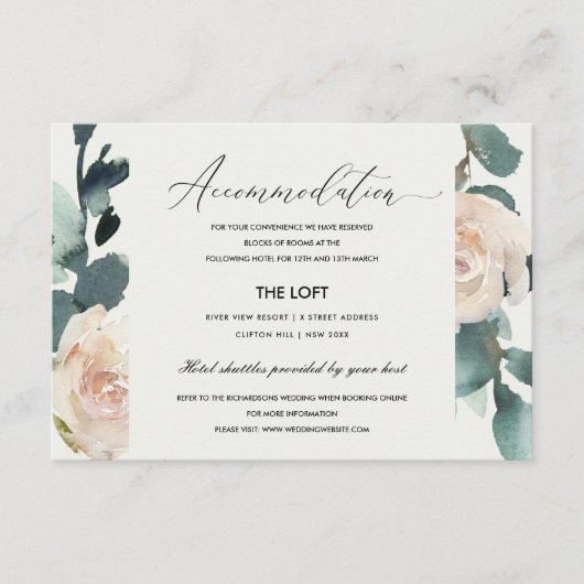 EUCALYPTUS ROOS BLUSH KRAFT WEDDING ACCOMMODATION INFORMATIEKAARTJE (Voorkant)